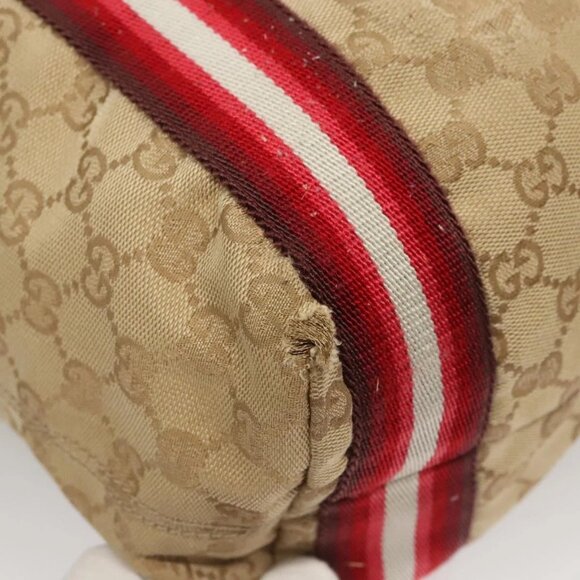 GUCCI GG Canvas Sherry Line Tote Bag Beige Red 189669 Auth BA1983 - Picture 4 of 16